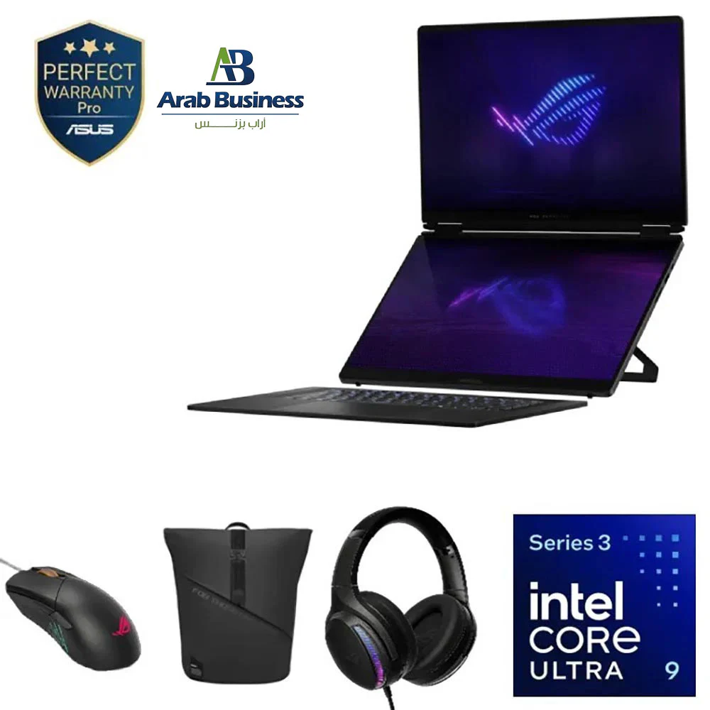 Asus ROG Zephyrus Duo 16 GX651AX-SR264W, Intel Core Ultra 9 386H, 64GB RAM, 2TB SSD, RTX 5090 24GB, 16” OLED+Mouse, Backpack, Headset 90NR0NT2-M002N0