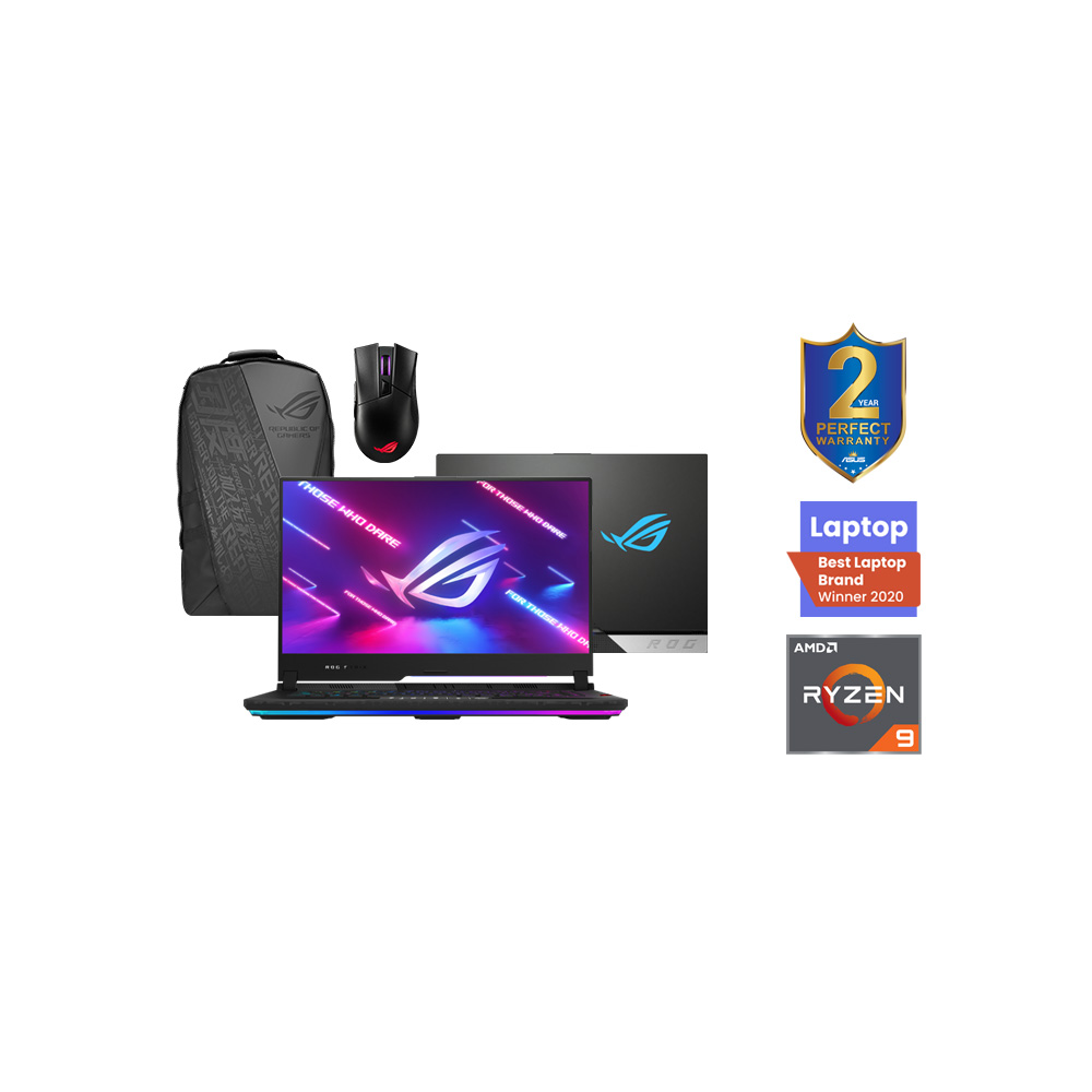 ASUS LAPTOP ROG Strix SCAR 15 (9 5900h, 32GB RAM, RTX 3070, Black, with Bag + Mouse)