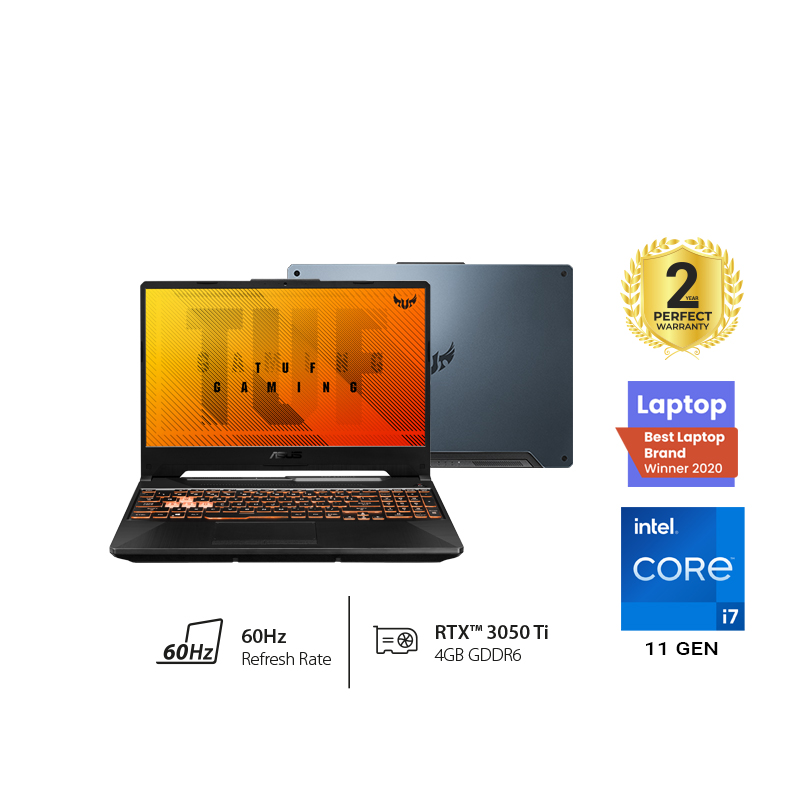 ASUS TUF F15 FX506HEB-BQ229T-15.6 Inch FHD 144Hz Intel® Core™ i7-11800H 16GB DDR4 512GB PCIe SSD (Intel® UHD Graphics+ RTX™ 3050 Ti 4G) Win10 Eclipse Gray