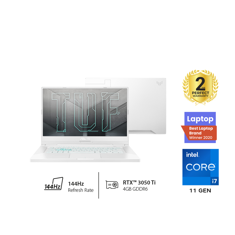 ASUS TUF Dash F15 FX516PE-HN019T 15.6 Inch FHD 144Hz Intel® Core™ i7-11370H 16 GB DDR4 512GB PCIe SSD Intel® Iris Xᵉ Graphics+ RTX™ 3050 Ti 4G Win 10 Moonlight White