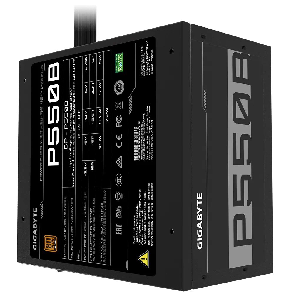 Power Supply GIGABYTE™ P550B 550W 80-Bronze