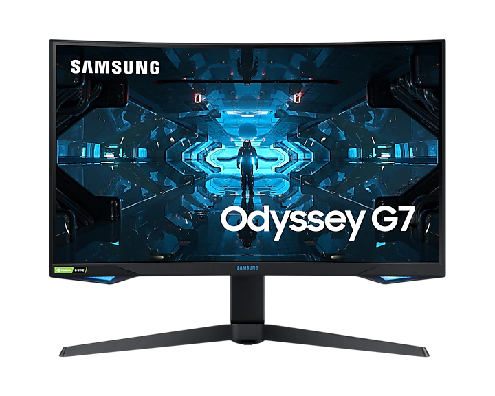 27" Odyssey QLED Curved Gaming Monitor&nbsp; Samsung&nbsp;Odyssey&nbsp;G7 1000R&nbsp;Curved Gaming Monitor&nbsp;with&nbsp;QLED, HDR600, WQHD, 240 Hz refresh rate, 1 ms response time, and is G-Sync compatible.LC27G75TQSMXZN