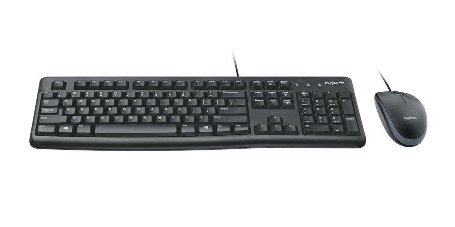 Logitech MK120 Wired Keyboard and Mouse Combo for Windows, Optical Wired Mouse, Full-Size Keyboard, USB Plug-and-Play, Compatible with PC, Laptop - Black