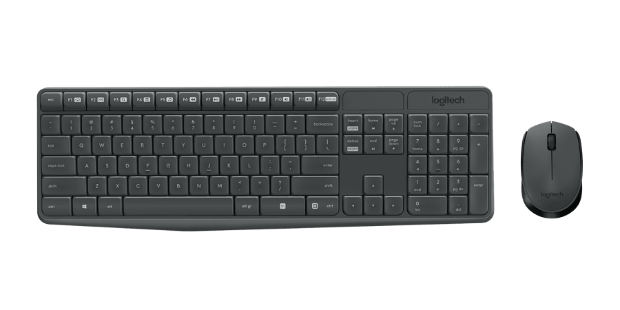 Logitech MK235 Wireless Keyboard and Mouse Combo for Windows, 2.4 GHz Wireless Unifying USB Receiver, 15 FN Keys, Long Battery Life, Compatible with PC, Laptop
