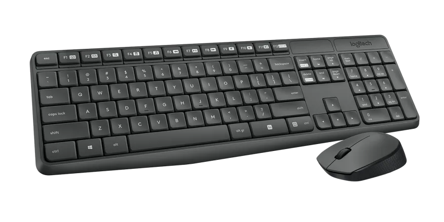 Logitech MK235 Wireless Keyboard and Mouse Combo for Windows, 2.4 GHz Wireless Unifying USB Receiver, 15 FN Keys, Long Battery Life, Compatible with PC, Laptop
