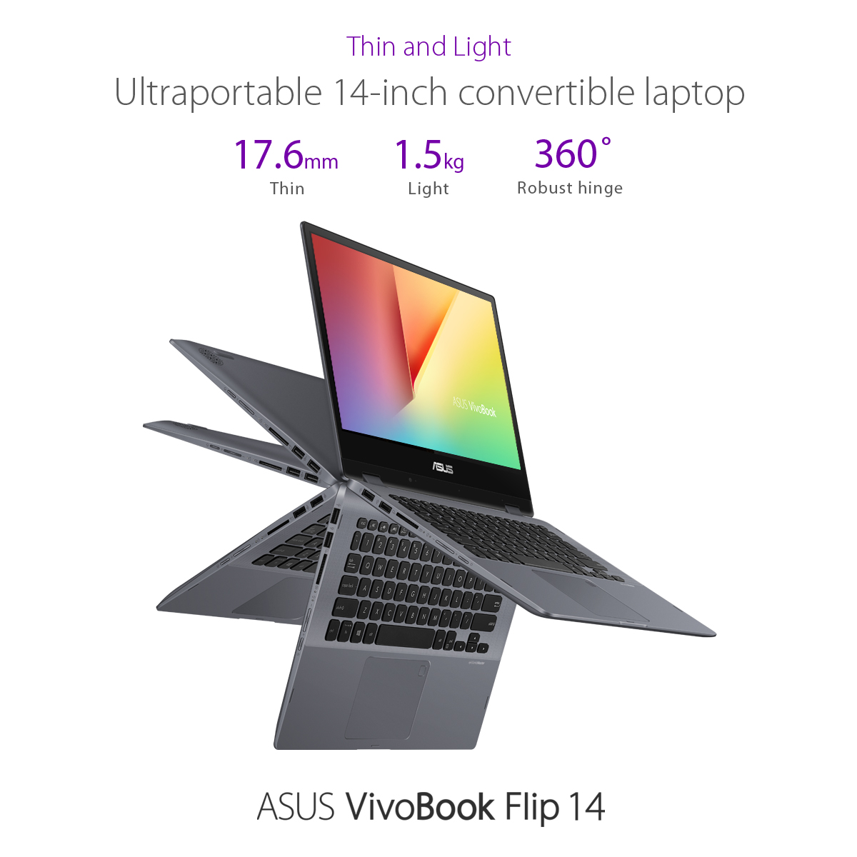 Asus Vivobook Flip 14 TP412FA-8G003T 14 Inch Full HD Intel Core I3-10110U 8GB DDR4 256GB PCIe SSD Intel UHD Graphics Win.10 Star Grey