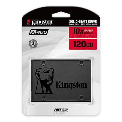 Kingston 120GB A400 SATA 3 2.5" Internal SSD SA400S37/120G - HDD Replacement for Increase Performance , Black