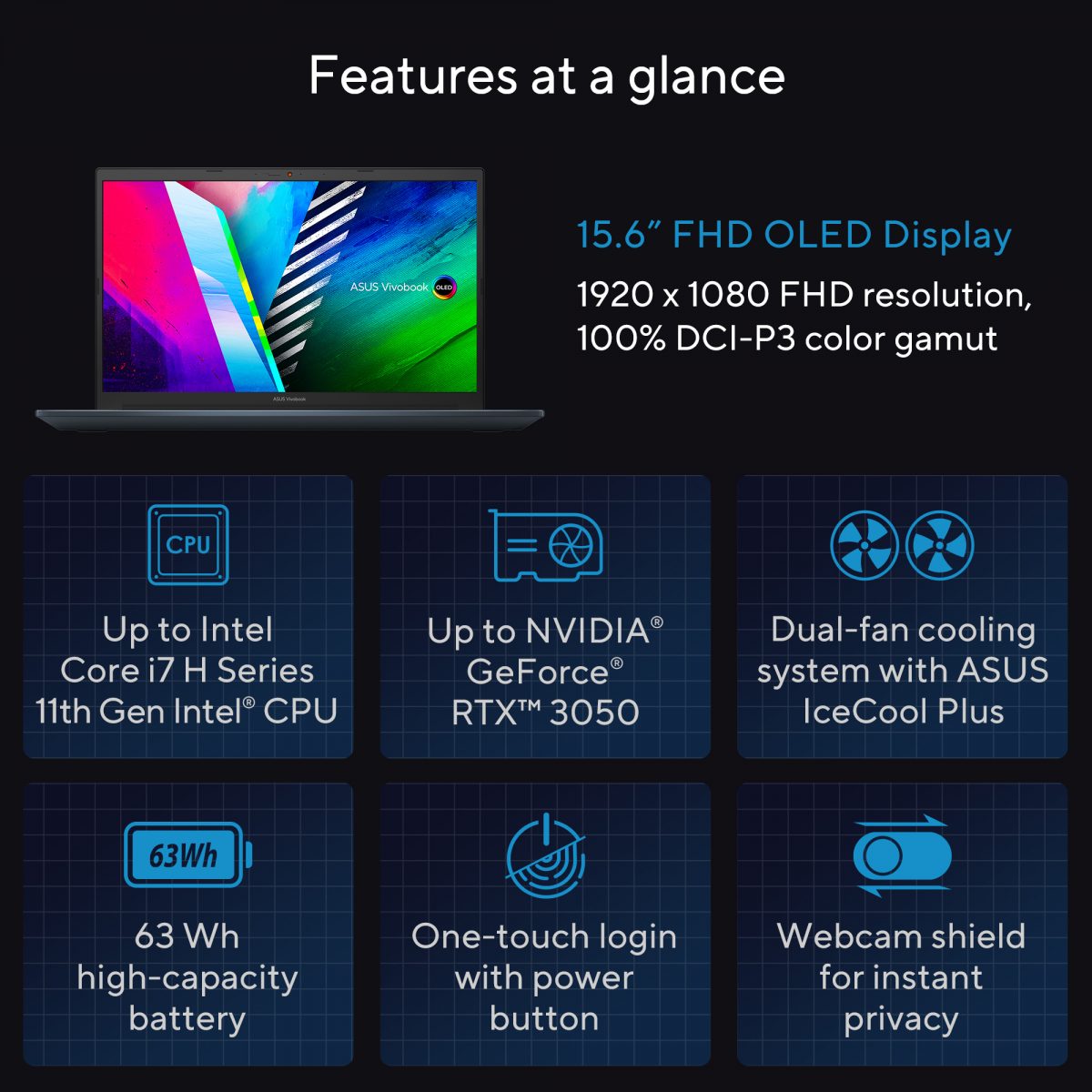 Asus Vivobook Pro 15 K3500PC-OLED007W Intel Core I7-11370H 1TB SSD 16GB Ram Nvidia GeForce RTX 3050 4GB 15.6" Inch OLED FHD Windows 11- Comet Grey