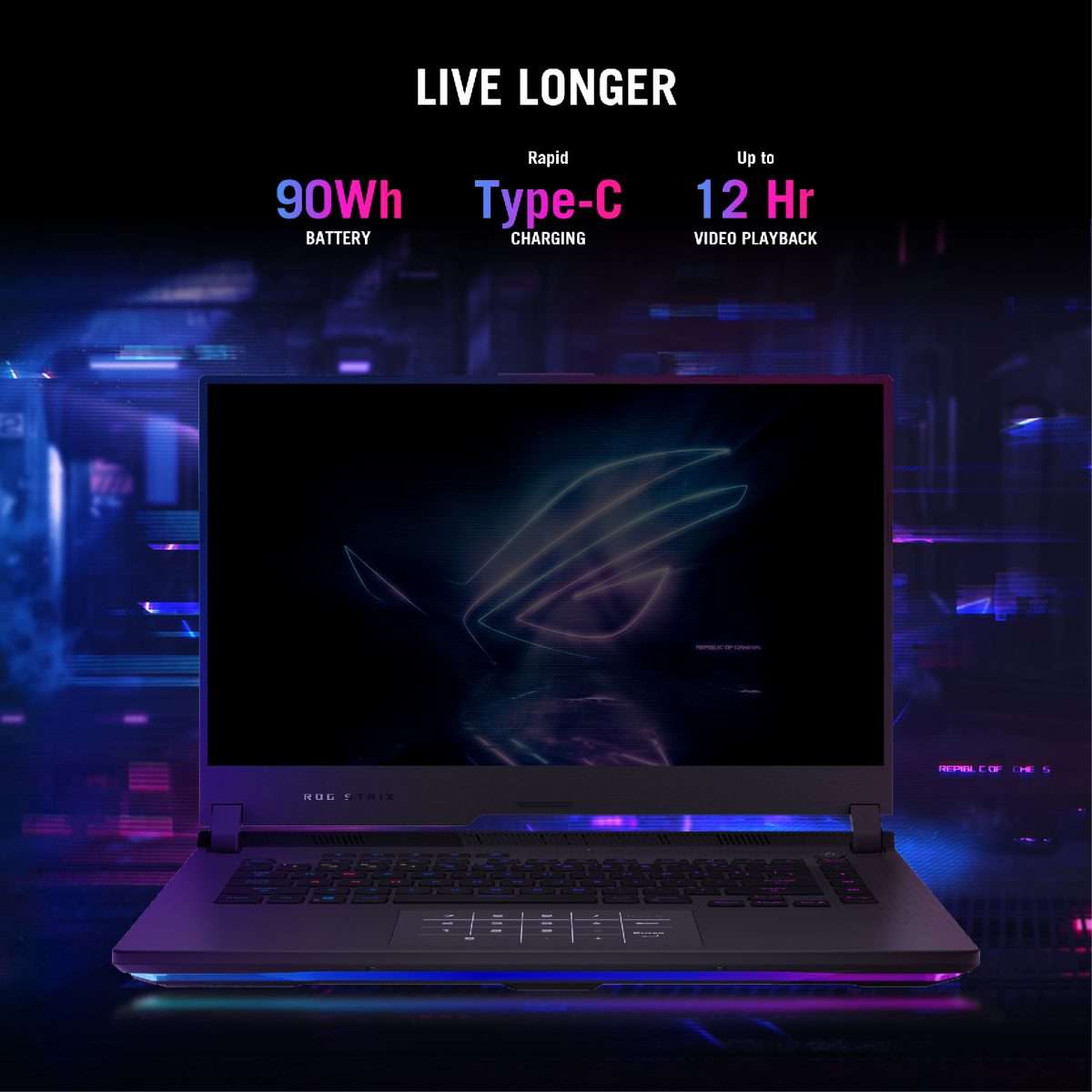 ROG Strix Gaming G15&nbsp;G513RC-HN088W,Ryzen7 6800H, 16GB Ram, 512GB SSD, Nvidia GeForce RTX 3050 4GB, 15.6 Inch - Eclipse Gray