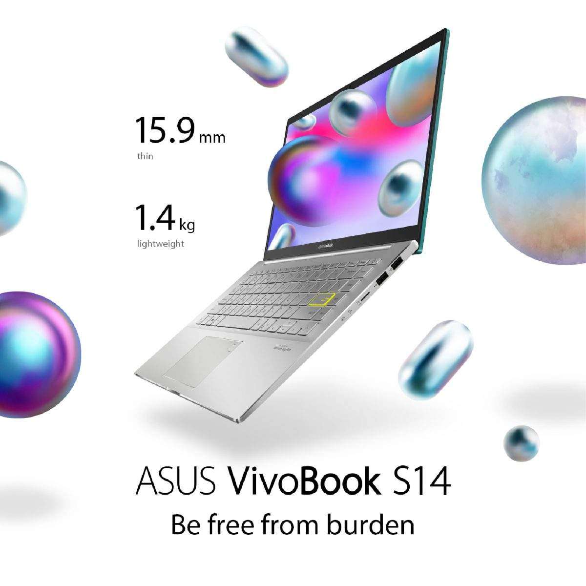 Asus Vivobook S14 S433EQ-AM07GW Intel Core™ i7-1165G7, 16GB DDR4 Ram, 512GB SSD, Nvidia GeForce MX350 2GB GDDR5, 14 Inch - Win 11-Gaia Green