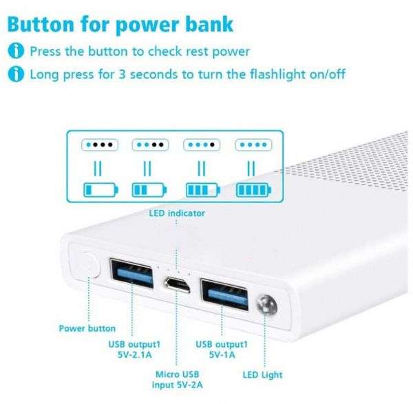 Extra Power Bank 10000mAh White A-627KN