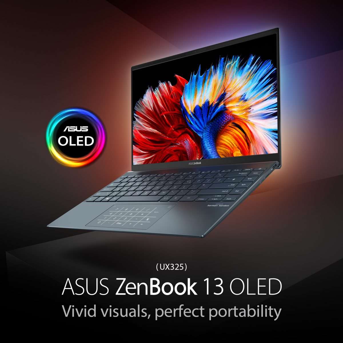 Asus Zenbook 13 Oled UX325EA-OLED005W (Pine Grey), Slim Laptop, I5-1135G7 8GB 512GB Pcie G3 Ssd, Win11 Home, 13.3 Inch Fhd 1920X1080 16:9 Oled, Hd Webcam, Backlit-Eng-Arb-KB