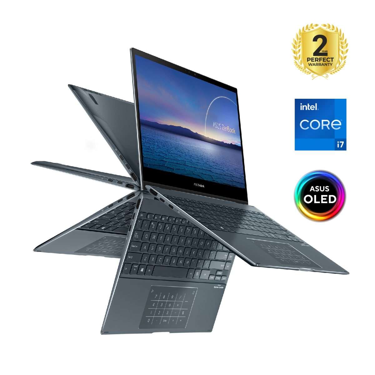Asus Laptop Zenbook Flip 13 UX363EA-OLED007W Intel Core I7-1165G7- 2.8 GHZ, 16GB RAM, 1TB SSD M2 Storage, 13.3 “OLED FHD Display, intel Iris Xe Graphics, Windows 11, Pine Gray
