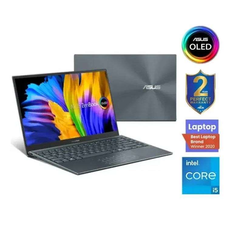 Asus Zenbook 13 Oled UX325EA-OLED005W (Pine Grey), Slim Laptop, I5-1135G7 8GB 512GB Pcie G3 Ssd, Win11 Home, 13.3 Inch Fhd 1920X1080 16:9 Oled, Hd Webcam, Backlit-Eng-Arb-KB