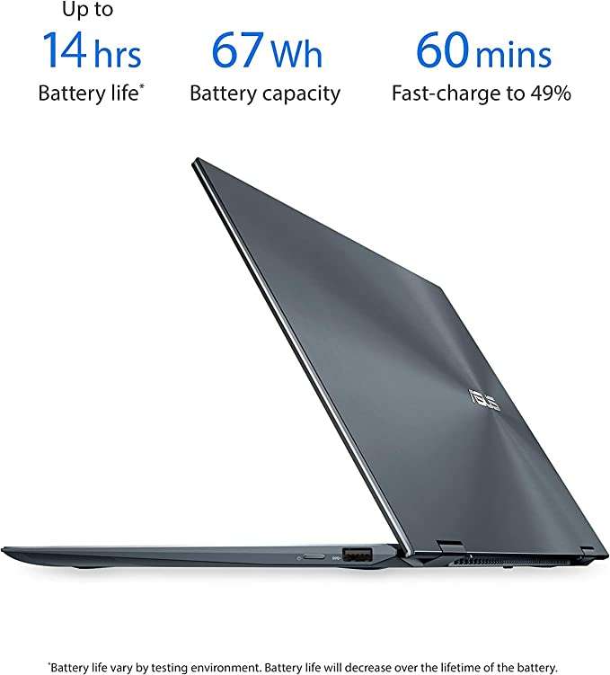 Asus Laptop Zenbook Flip 13 UX363EA-OLED007W Intel Core I7-1165G7- 2.8 GHZ, 16GB RAM, 1TB SSD M2 Storage, 13.3 “OLED FHD Display, intel Iris Xe Graphics, Windows 11, Pine Gray