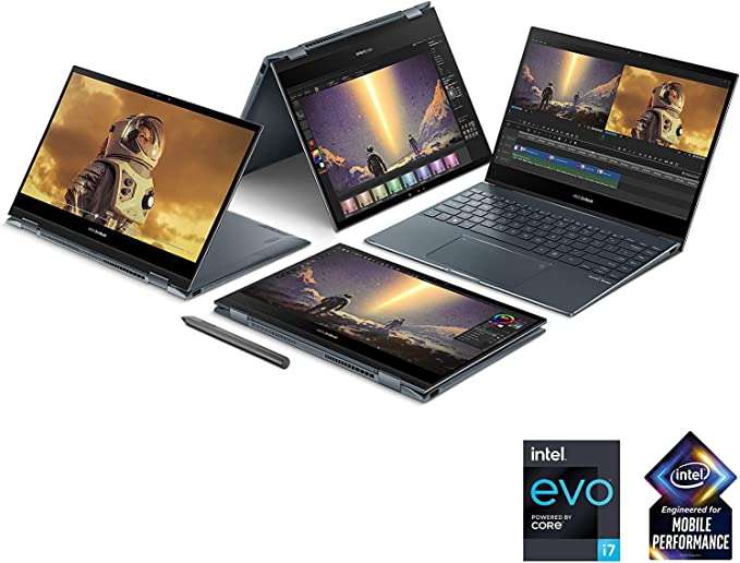 Asus Laptop Zenbook Flip 13 UX363EA-OLED007W Intel Core I7-1165G7- 2.8 GHZ, 16GB RAM, 1TB SSD M2 Storage, 13.3 “OLED FHD Display, intel Iris Xe Graphics, Windows 11, Pine Gray