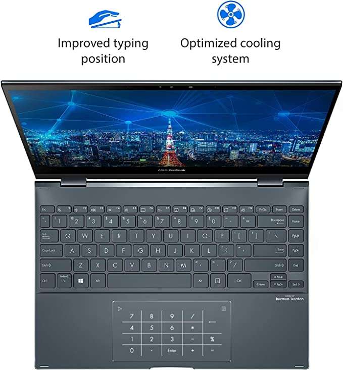 Asus Laptop Zenbook Flip 13 UX363EA-OLED007W Intel Core I7-1165G7- 2.8 GHZ, 16GB RAM, 1TB SSD M2 Storage, 13.3 “OLED FHD Display, intel Iris Xe Graphics, Windows 11, Pine Gray