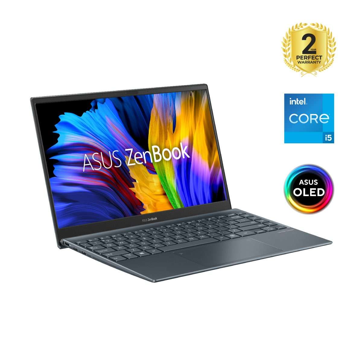 Asus Zenbook 13 Oled UX325EA-OLED005W (Pine Grey), Slim Laptop, I5-1135G7 8GB 512GB Pcie G3 Ssd, Win11 Home, 13.3 Inch Fhd 1920X1080 16:9 Oled, Hd Webcam, Backlit-Eng-Arb-KB