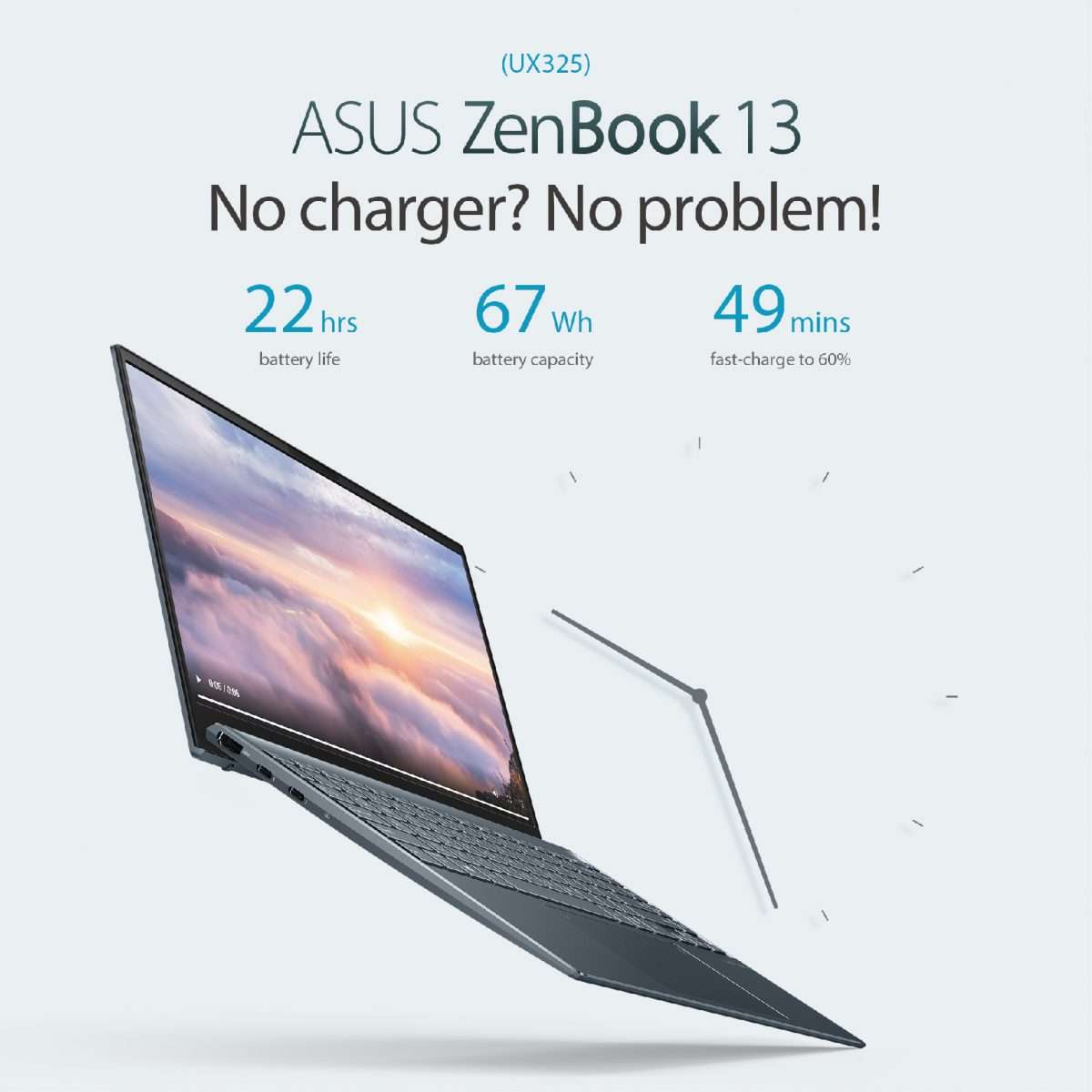 Asus Zenbook 13 Oled UX325EA-OLED005W (Pine Grey), Slim Laptop, I5-1135G7 8GB 512GB Pcie G3 Ssd, Win11 Home, 13.3 Inch Fhd 1920X1080 16:9 Oled, Hd Webcam, Backlit-Eng-Arb-KB