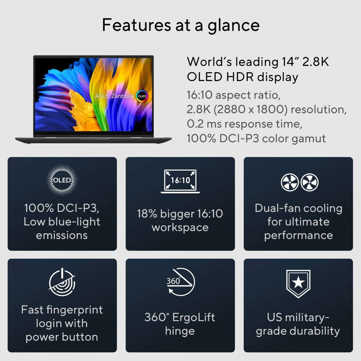 ASUS Zenbook 14 Flip OLED UN5401QA-OLED007W 14 inch- AMD Ryzen 7 5800H- 16GB -1T SSD -Win 11 Home-Jade Black