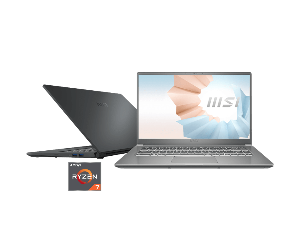 MSI Modern 14 B5M Laptop, AMD Ryzen 5 5500U, 8GB RAM, 256GB NVMe SSD, 14-inch FHD, AMD Radeon Graphics, FREE DOS, Carbon Grey