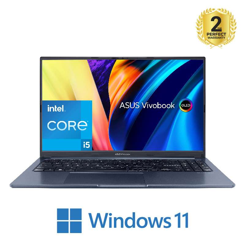 Asus Vivobook(X1503ZA-OLED005W)core i5 12500h-ram 8gb- ssd 512 -Integrated Intel® UHD Graphics  - 15.6" fhd oled- win 11-Quiet Blue English/Arabic Quiet Blue
