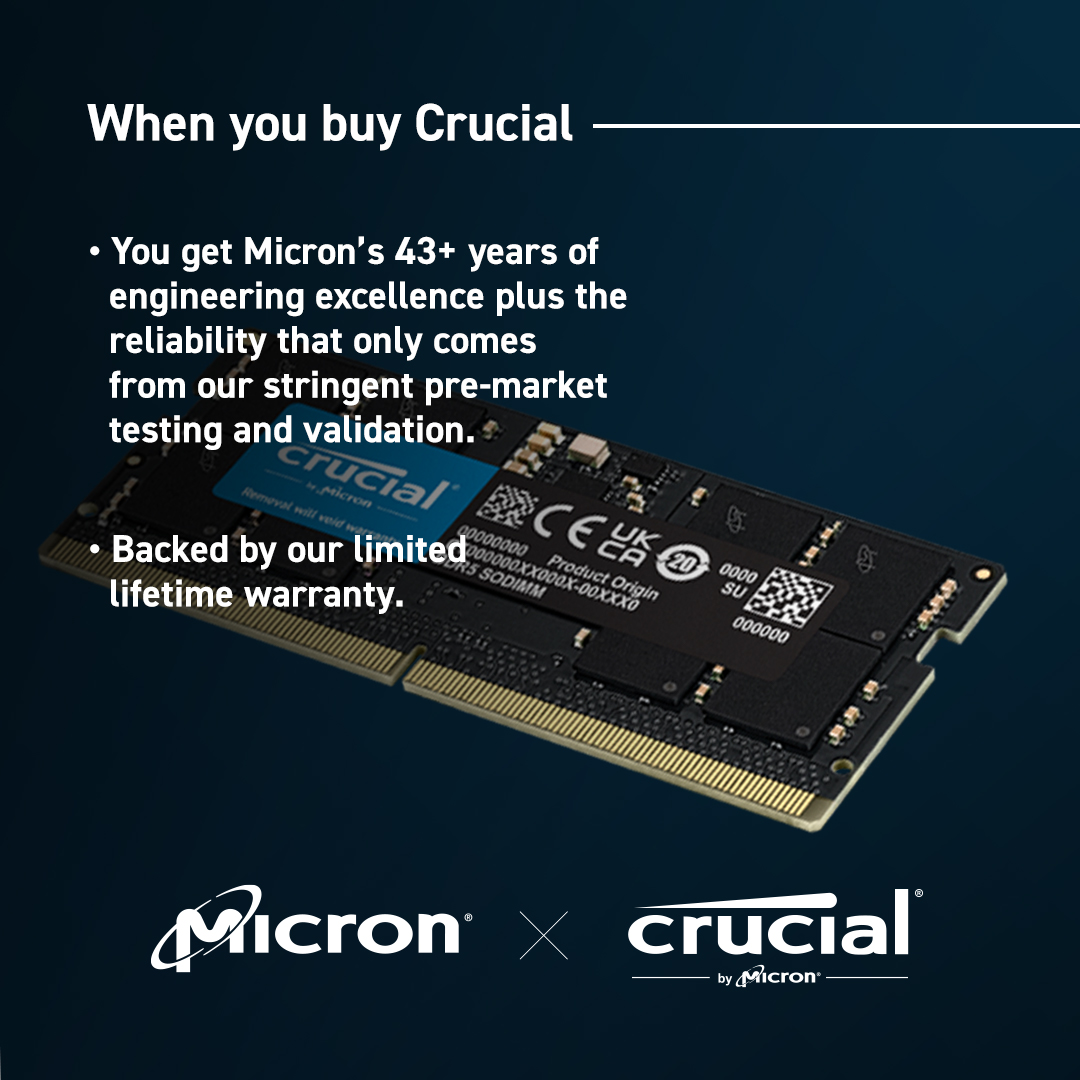 Crucial 16GB DDR5-4800 SODIMM CT16G48C40S5