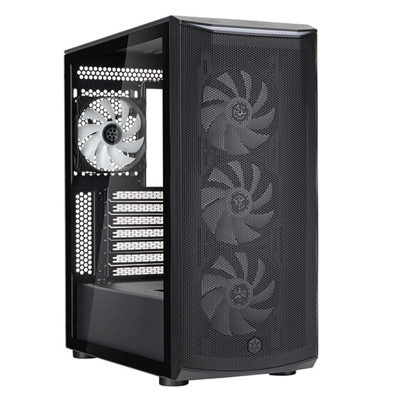 SilverStone Technology FARA 512Z High airflow ATX mid-tower chassis with dual radiator support and ARGB lighting SST-FA512Z-BG-V2 (Black, tempered glass, 4 ARGB fans, ARGB light strip)
