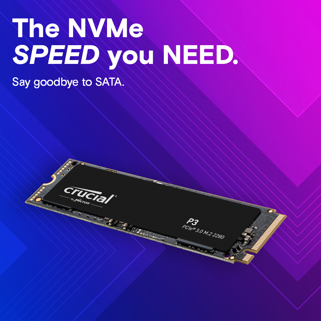 Crucial P3 1TB PCIe M.2 2280 SSD