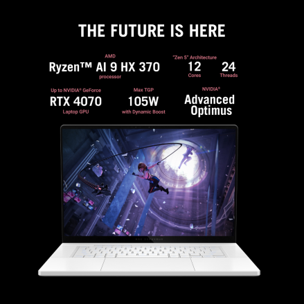 ASUS ROG Zephyrus G16 GA605WI-QR050W – Ryzen AI 9 HX 370 – 32GB DDR5 – 1TB SSD – RTX 4070 8GB – 16 inch 240Hz OLED English/Arabic Eclipse Gray