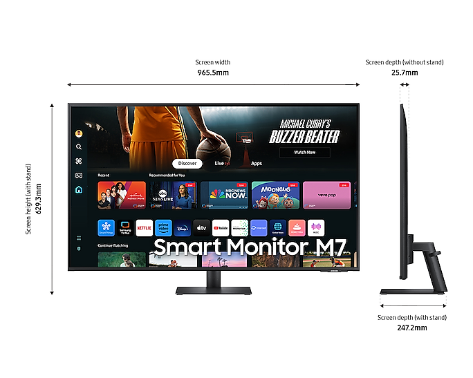 Samsung 4K UHD 43" Smart Monitor M7 M70D UHD Flat