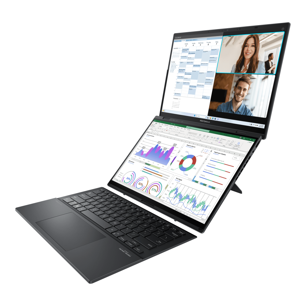 ASUS Zenbook DUO (2024) UX8406MA-PZ073W - Ultra 7 Processor 155H  , LPDDR5X 16GB , 1TB SSD , Intel® Arc™ Graphics , 14 3K (2880 x 1800) OLED - Win 11 - Inkwell Gray