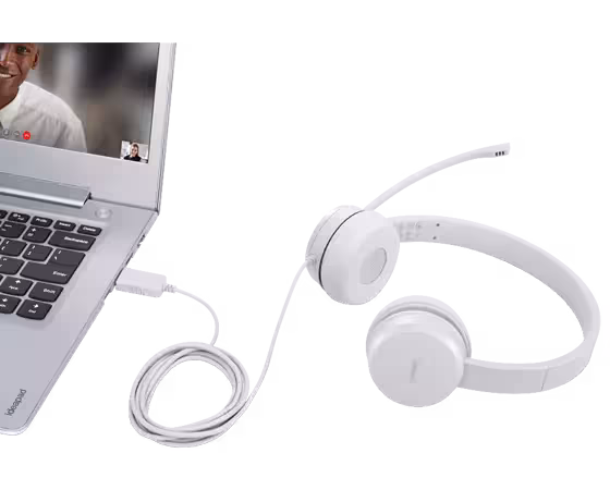 Lenovo 110 Stereo USB Headset - GXD1E71385 - White