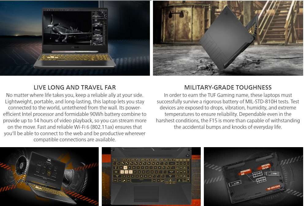 Asus TUF F17 FX706HM-HX090T Gaming Laptop 17.3-inch FHD 144Hz Intel Ci7-11800H 16GB RAM 1TB SSD GeForce RTX 3060 6GB Win 10 Black 90NR0743-M02340