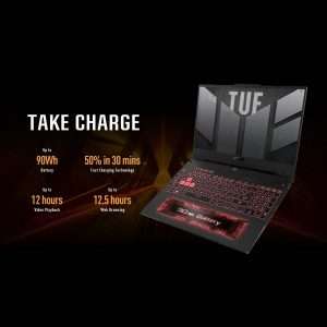 LAPTOP ASUS TUF Gaming A15 FA507RM-HF021W Mecha Gray AMD Ryzen 7 6800H Mobile Processor (8-core/16-thread 20MB cache up to 4.7 GHz max boost) NVIDIA GeForce RTX 3060 6GB GDDR6 15.6-inch FHD (1920 x 1080) 16 9 300Hz DDR5 16GB 1TB PCIe 3.0 NVMe M.2 SSD Win 11 Home 2 Years Warranty
